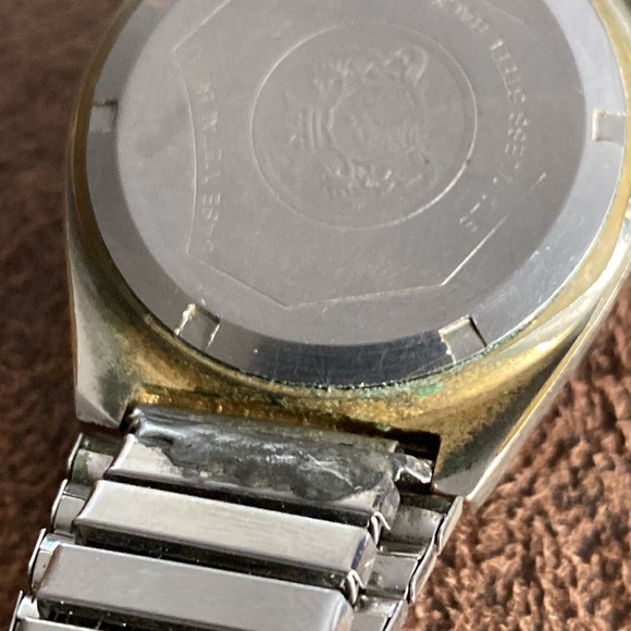 Longreene mens watch windup 21 jewels metallic gold face metal 8 inch strap - Picture 12 of 13